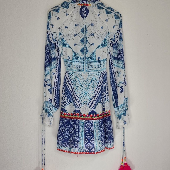 Hemant And Nandita Lucian Short Dress In Blue Tassles Size XS - Picture 3 of 5